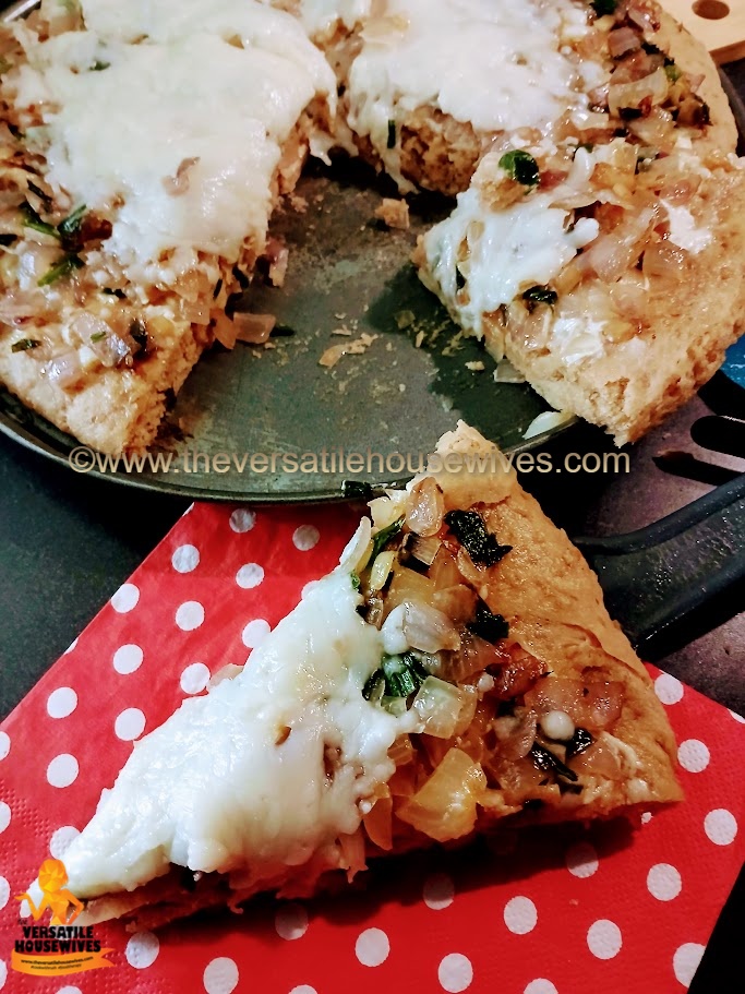 Quinoa Pizza With Cheese, Onions & Cashew Cream